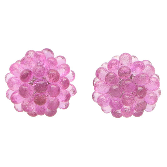 Hydrangea 38.46ct Briolette Pink Sapphire Floral Cluster Earrings