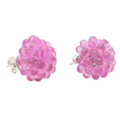 Hydrangea 38.46ct Briolette Pink Sapphire Floral Cluster Earrings