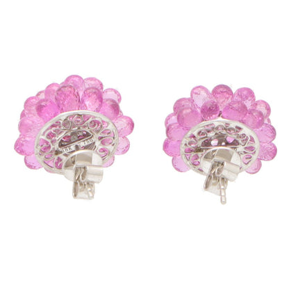 Hydrangea 38.46ct Briolette Pink Sapphire Floral Cluster Earrings