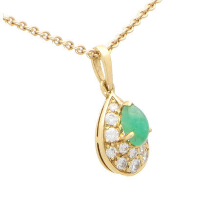 Vintage Van Cleef & Arpels chrysoprase and diamond pendant in gold.