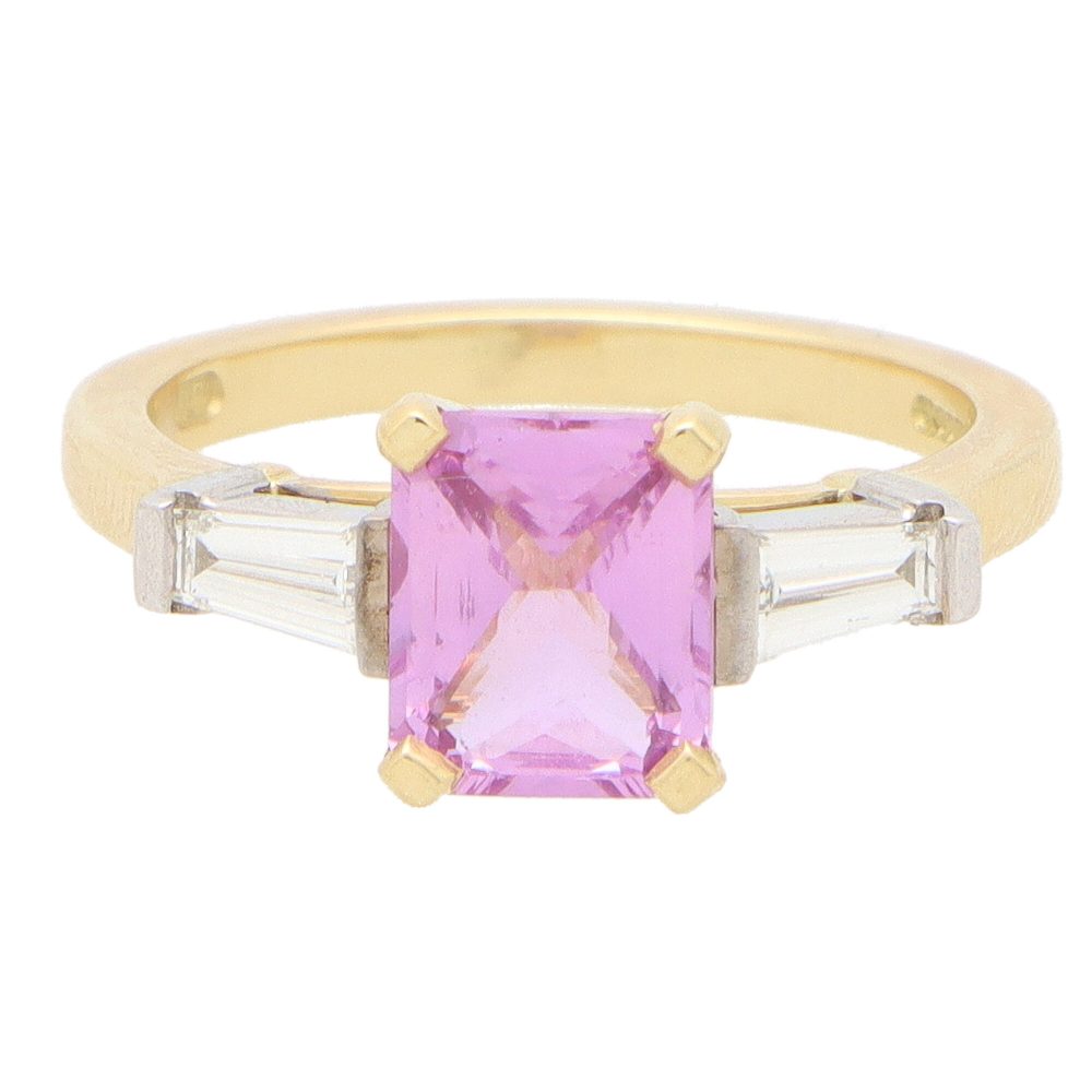 1.62ct Pink Sapphire and Diamond Three Stone Ring
