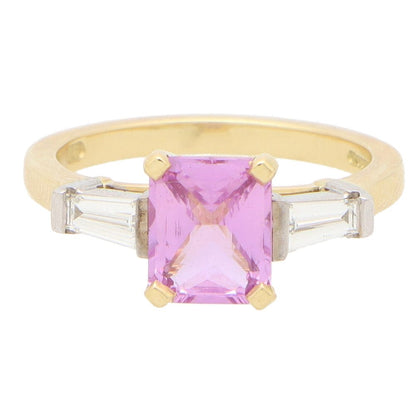 1.62ct Pink Sapphire and Diamond Three Stone Ring