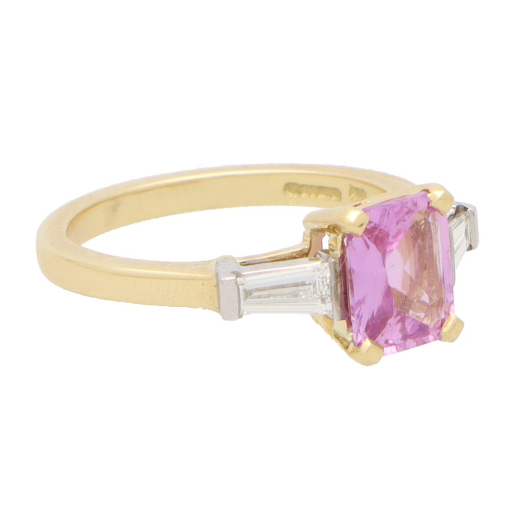 1.62ct Pink Sapphire and Diamond Three Stone Ring