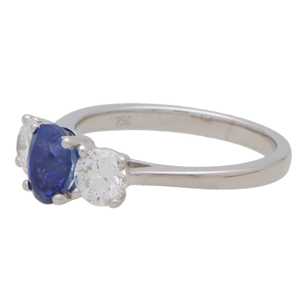 GIA Certified Sapphire and Diamond Three Stone Ring