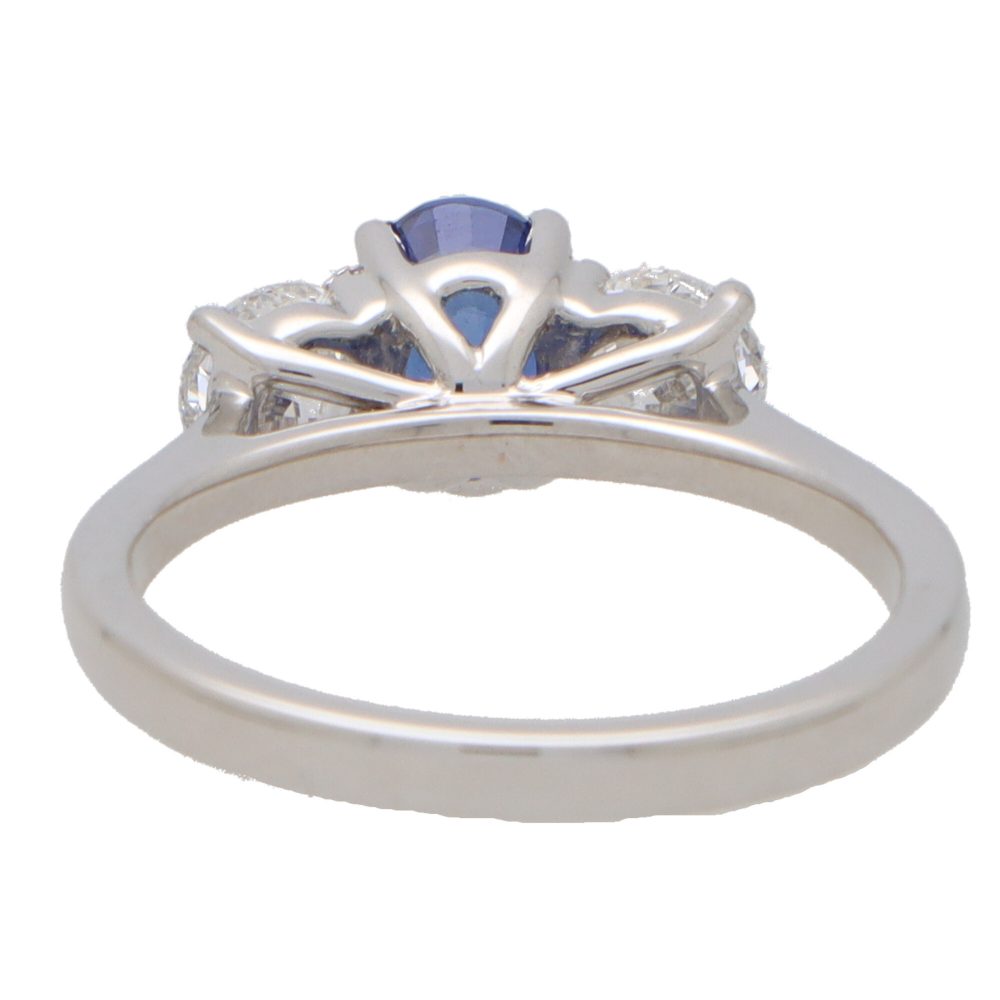 GIA Certified Sapphire and Diamond Three Stone Ring
