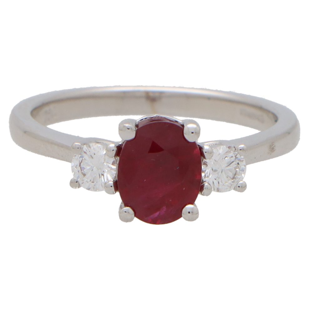 1.50ct Ruby and Diamond Three Stone Ring