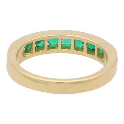 Emerald Half Eternity Ring In 18 Carat Yellow Gold