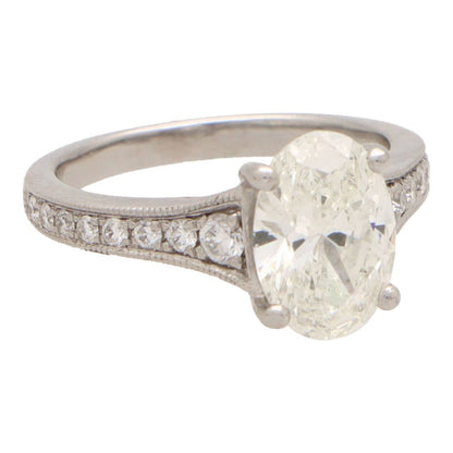 2.01 carat diamond ring set in platinum.