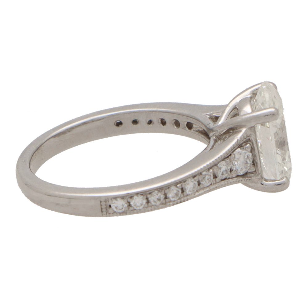 2.01 carat diamond ring set in platinum.