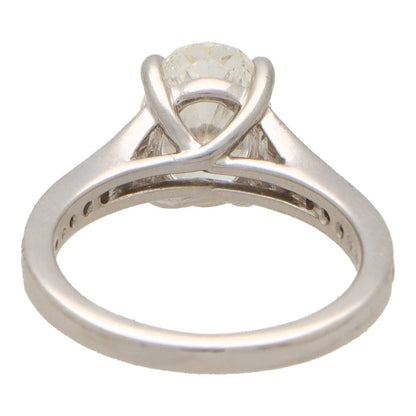 2.01 carat diamond ring set in platinum.