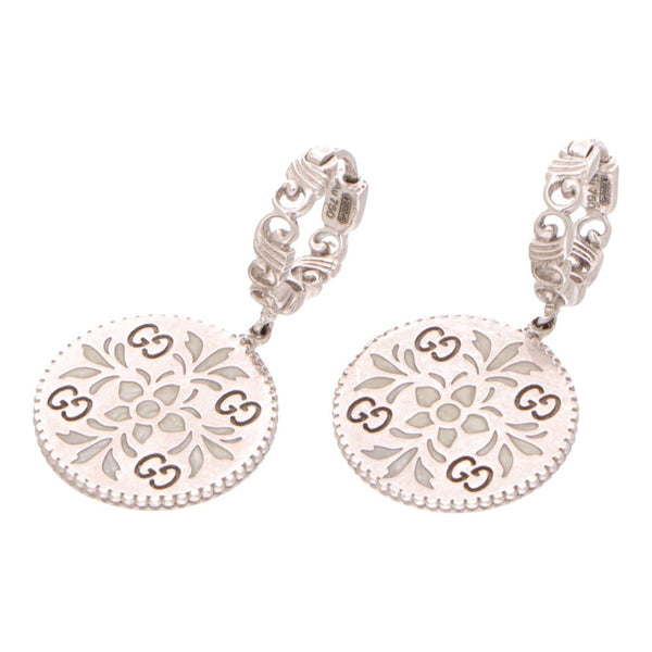 Gucci enamel drop earrings in white gold.