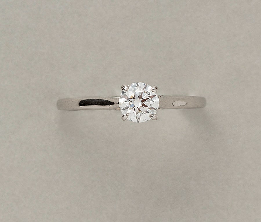 Modern Cartier Single Stone Diamond Ring with GIA Certificate