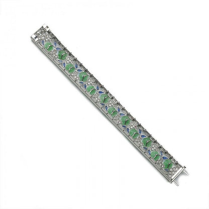 Jade Sapphire Diamond Platinum Bracelet