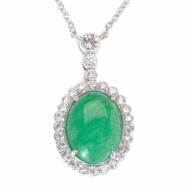 Jadeite Jade and Diamond Cluster Pendant