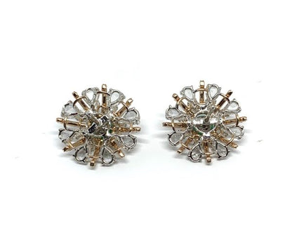 Pair of Emerald and Diamond Starburst Cluster Earrings, 6.15 carat total