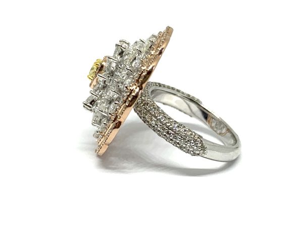 Diamond Cluster Cocktail Dress Ring, 2.51 carat total