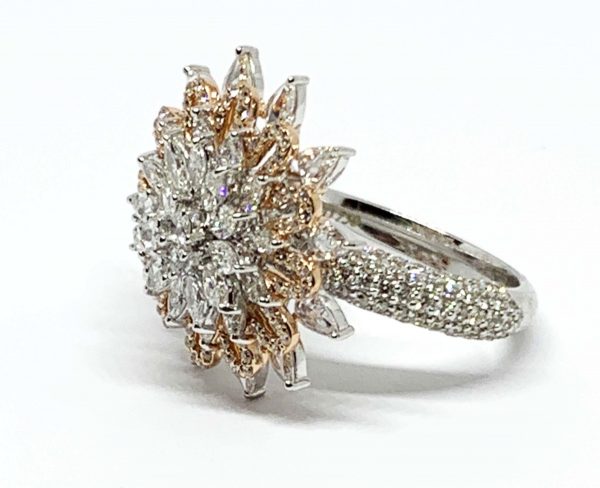 Diamond Cluster Cocktail Dress Ring, 2.51 carat total