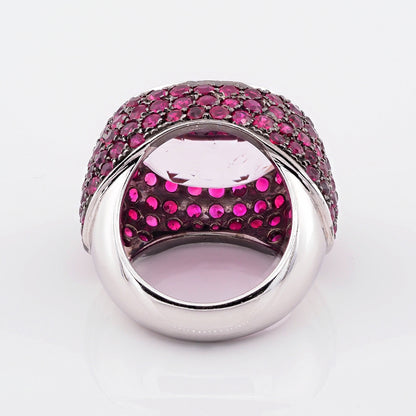 Kunzite and Ruby Bombe Cocktail Ring