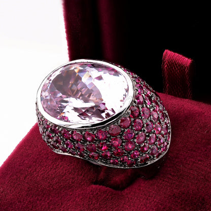 Kunzite and Ruby Bombe Cocktail Ring