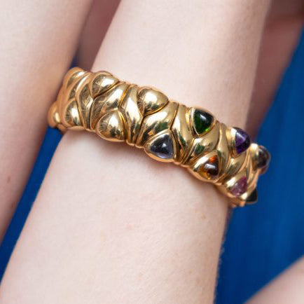 Kutchinsky Multi Gemstone Set Gold Bangle Bracelet