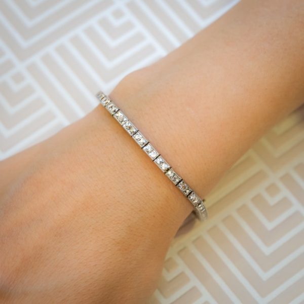 Linz Brothers Art Deco Diamond And Platinum Line Bracelet, Circa 1925