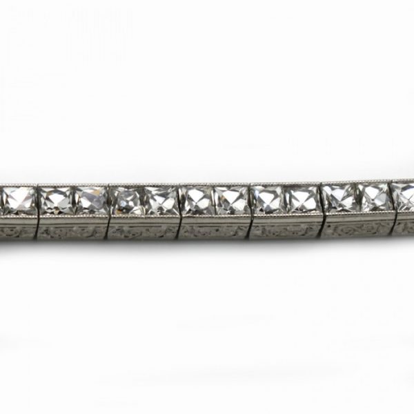 Linz Brothers Art Deco Diamond And Platinum Line Bracelet, Circa 1925