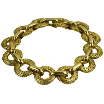 Vintage Georges Lenfant French 18ct Yellow Gold Textured Link Bracelet