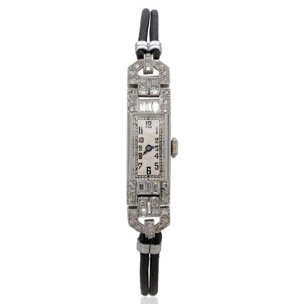 Art Deco Platinum and Diamond Cocktail Watch, 1.39 carats