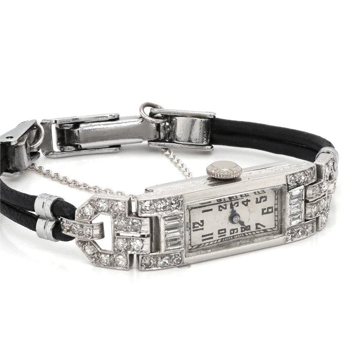 Art Deco Platinum and Diamond Cocktail Watch