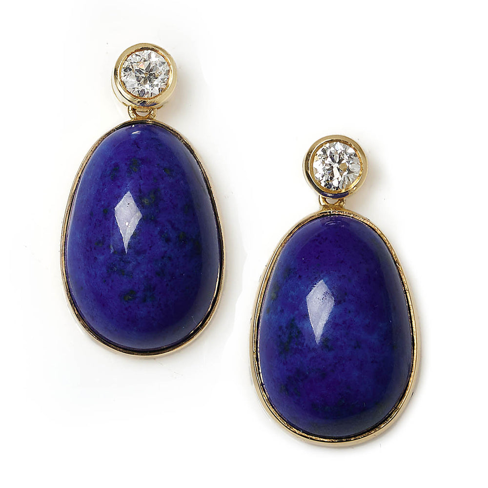 Lapis Lazuli and Diamond Drop Earrings