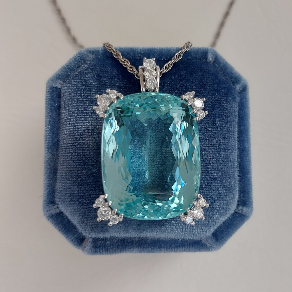 55cts Aquamarine and Diamond Pendant Necklace