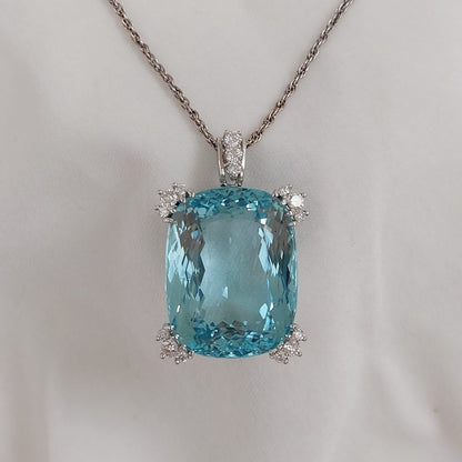 55cts Aquamarine and Diamond Pendant Necklace