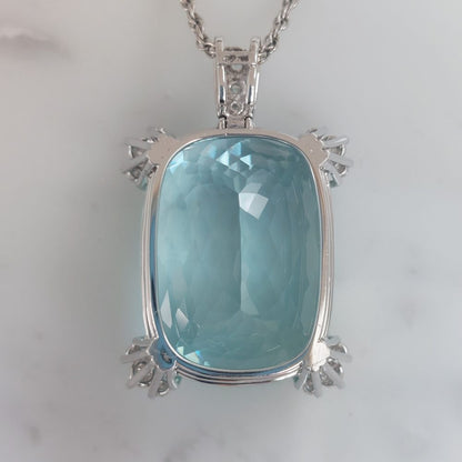 55cts Aquamarine and Diamond Pendant Necklace