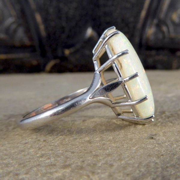 Large Opal 18ct White Gold Dress Ring