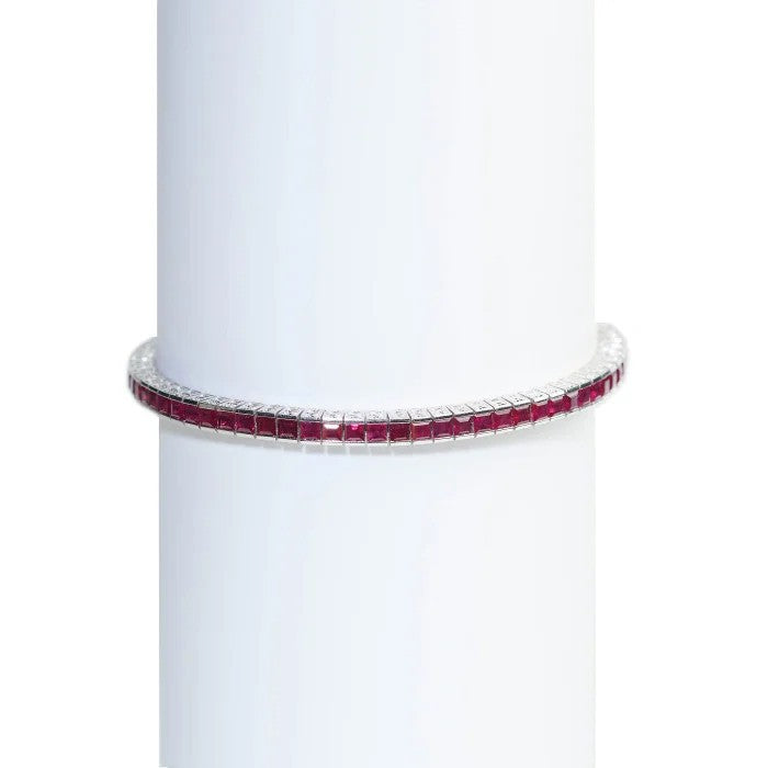 Late Art Deco Ruby And Platinum Line Bracelet, 5.04 carats