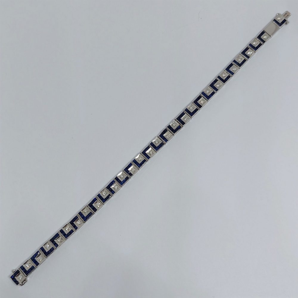 Art Deco Antique Sapphire and Diamond Line Bracelet