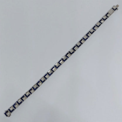 Art Deco Antique Sapphire and Diamond Line Bracelet