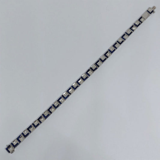 Art Deco Antique Sapphire and Diamond Line Bracelet