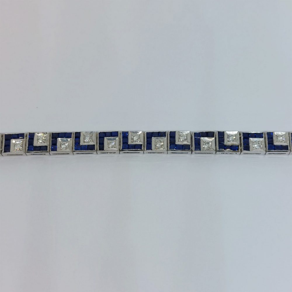 Art Deco Antique Sapphire and Diamond Line Bracelet