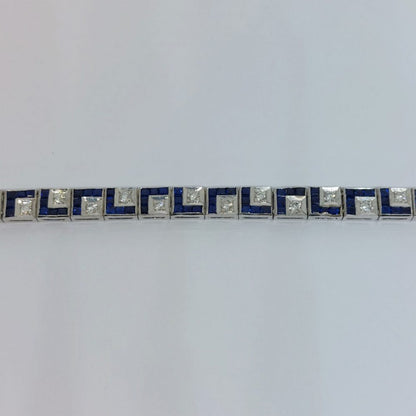 Art Deco Antique Sapphire and Diamond Line Bracelet