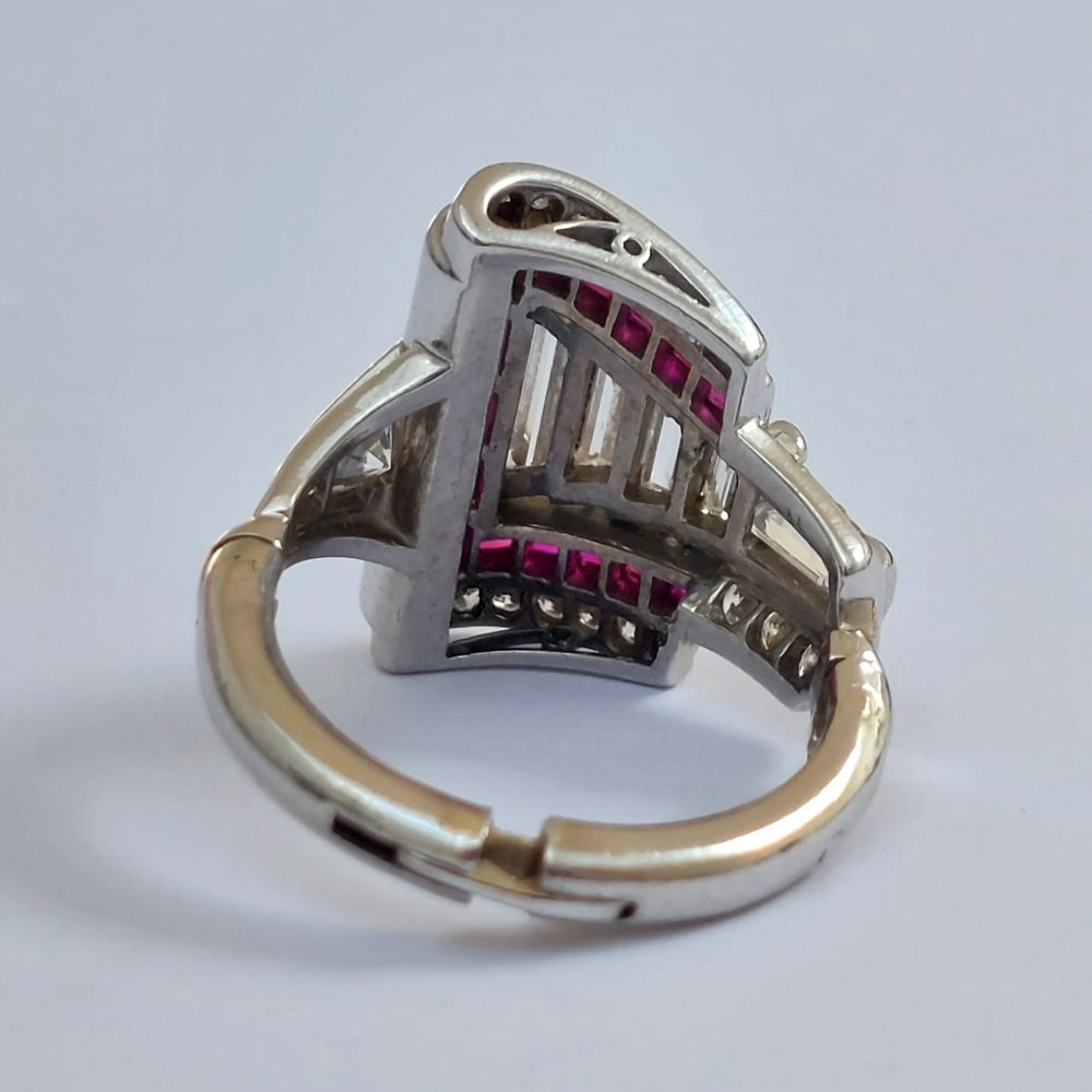 Late Art Deco Ruby and Diamond Dress Ring