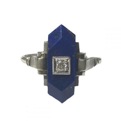 Art Deco Lapis Lazuli And Diamond Ring, C 1920's