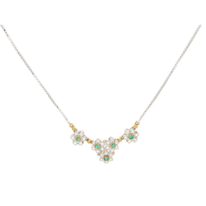 Vintage Buccellati Primavera Diamond and Emerald Necklace