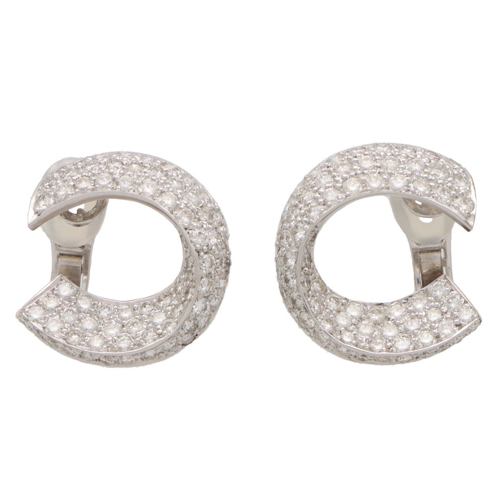 Vintage 6ct Diamond Twisted Clip On Hoop Earrings