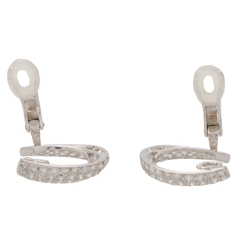 Vintage 6ct Diamond Twisted Clip On Hoop Earrings