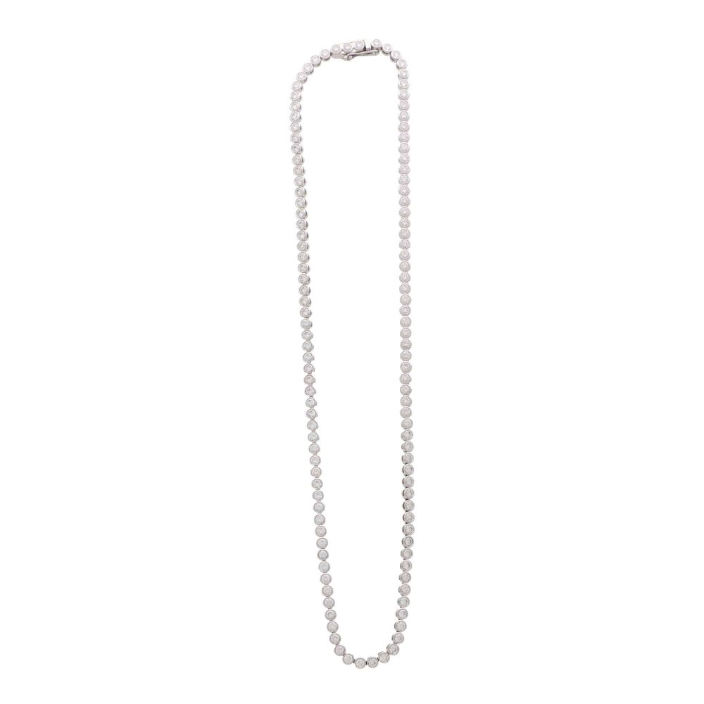 De Beers Vintage Diamond Line Riviere 18K Gold Necklace