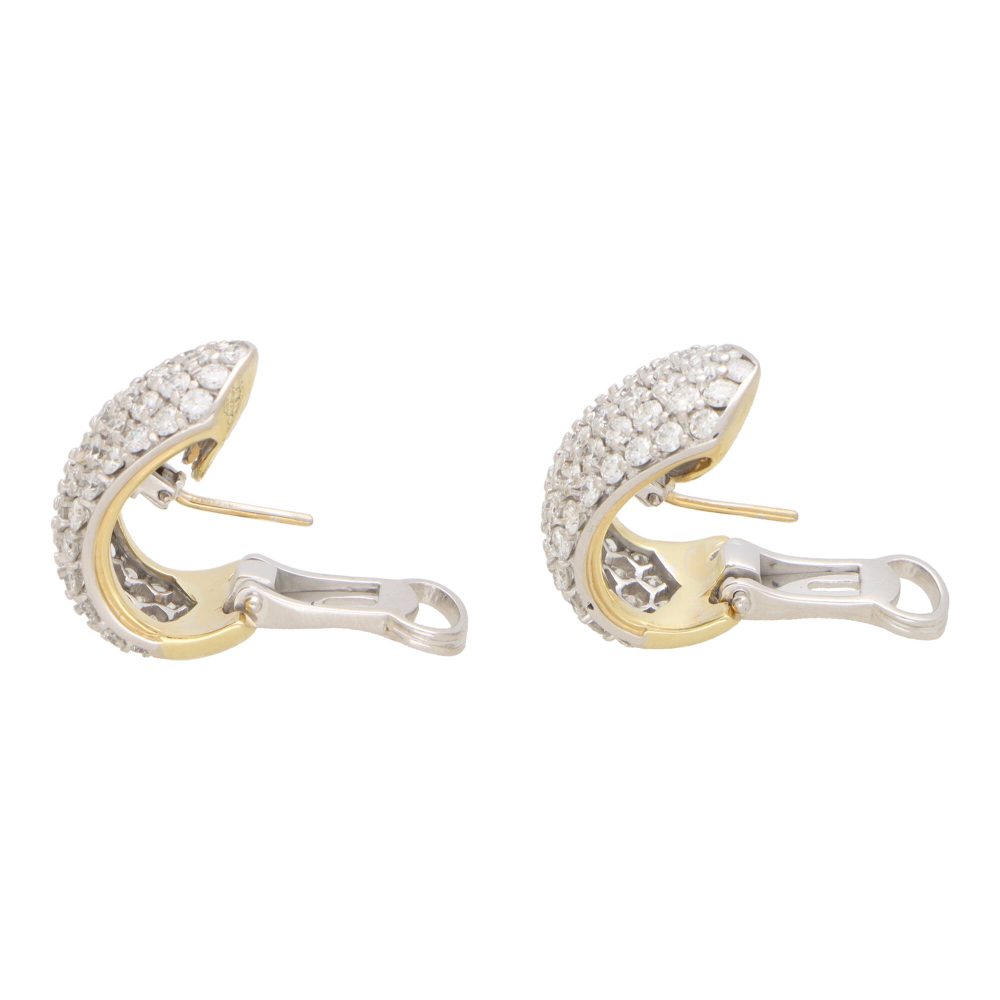 Vintage Diamond Chunky Hoop Earrings In Yellow Gold