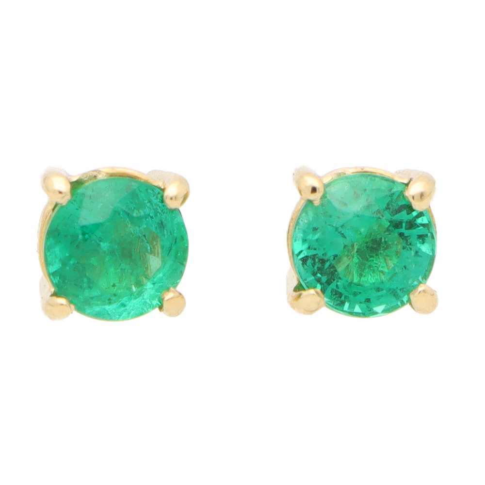 Single Stone 1.15ct Emerald Stud Earrings