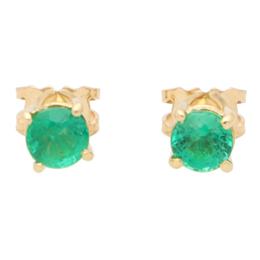 Single Stone 1.15ct Emerald Stud Earrings