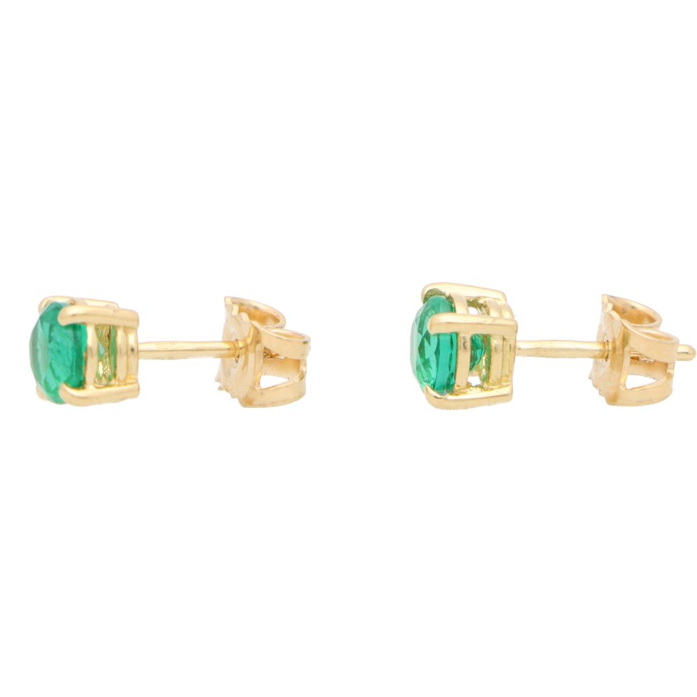 Single Stone 1.15ct Emerald Stud Earrings
